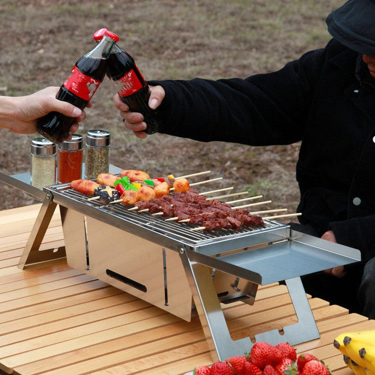 Elevate Your Grilling Experience with Our Outdoor Thickened Fold Stainless Steel Barbecue Grill